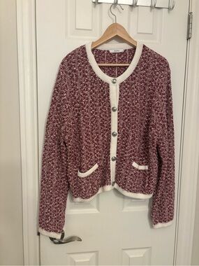 Ricki's Marled Red and White Button-Up Cardigan